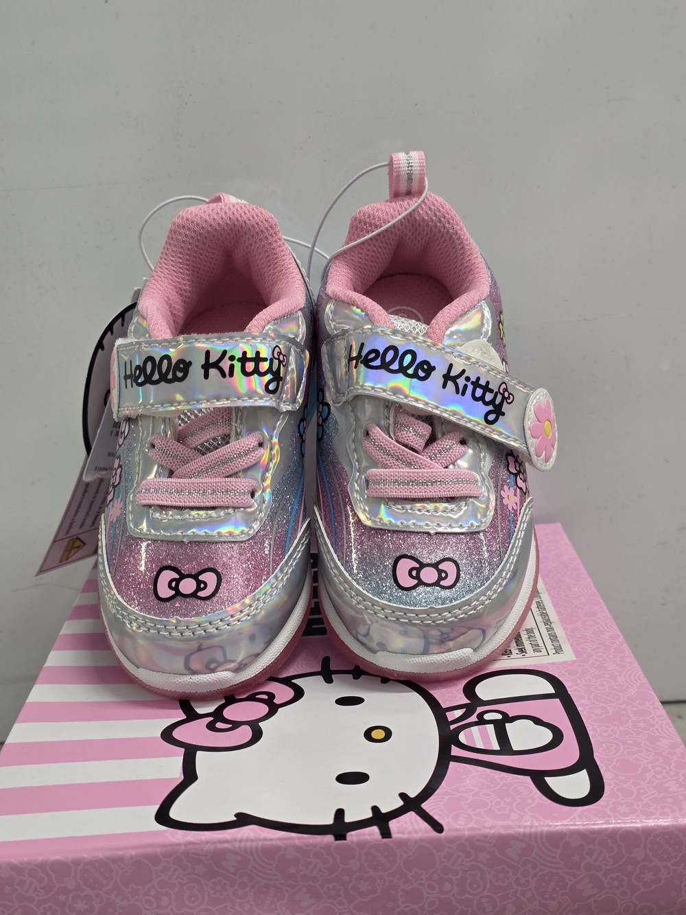 Hello Kitty Pink Holographic Kids Sneakers Lights